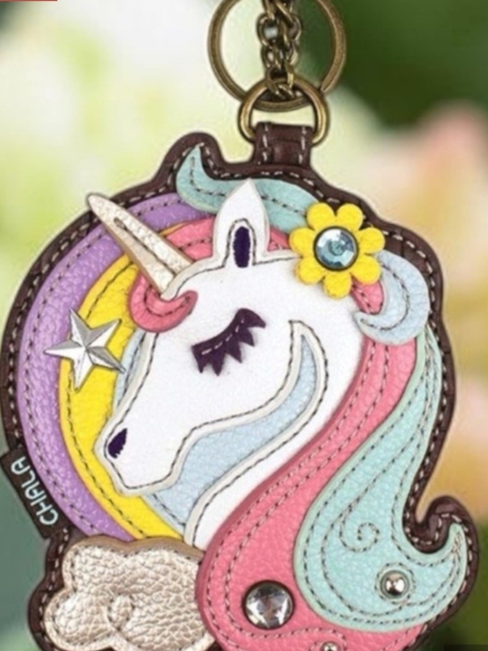 Chala White Unicorn Key & Card Holder with Pastel Pink, Mint, Lavender & Yellow